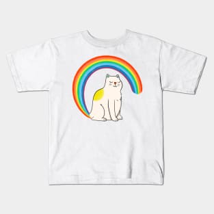 Rainbow Tail Cat Kids T-Shirt